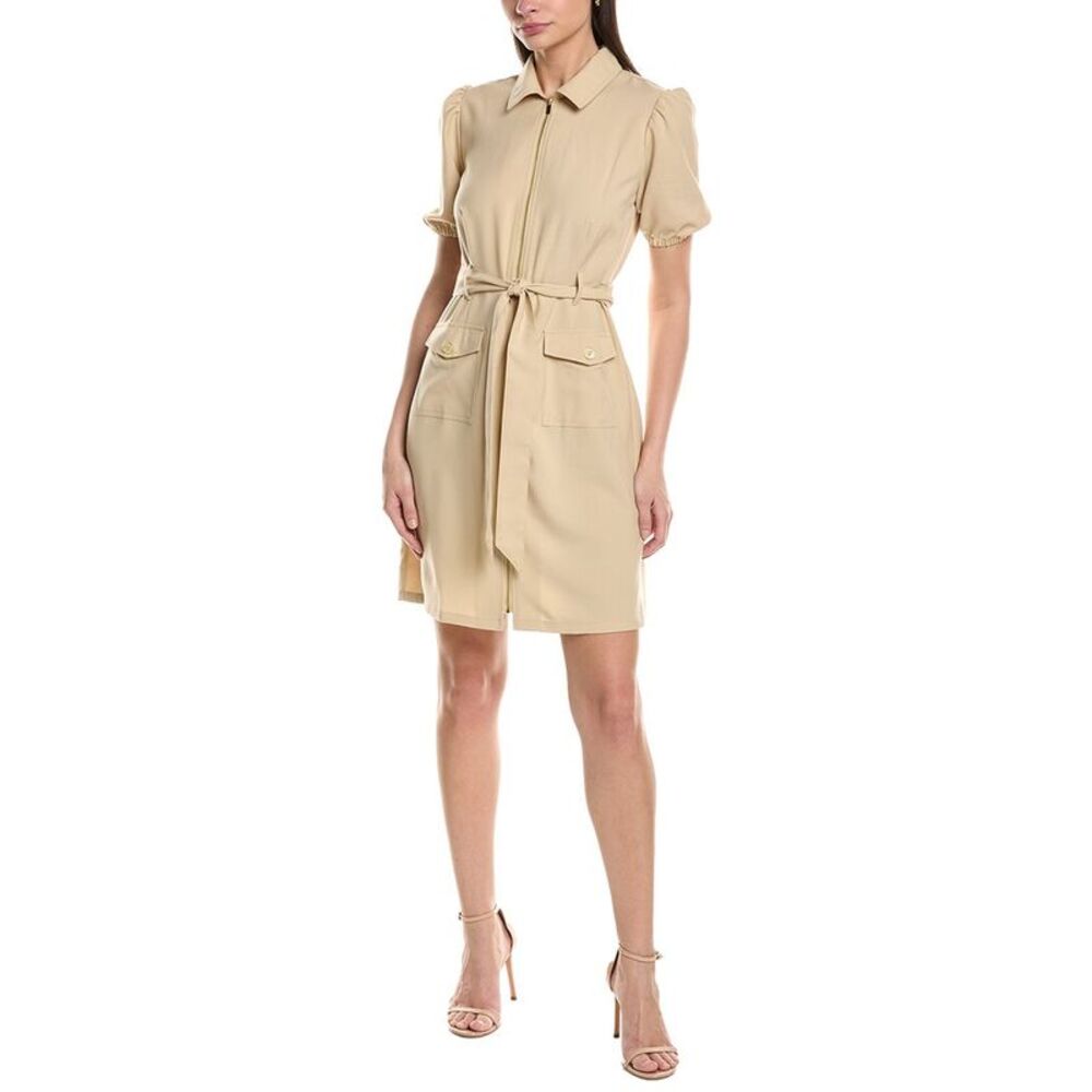 Sharagano Womens  Short Sleeve Shirtdress, Brown